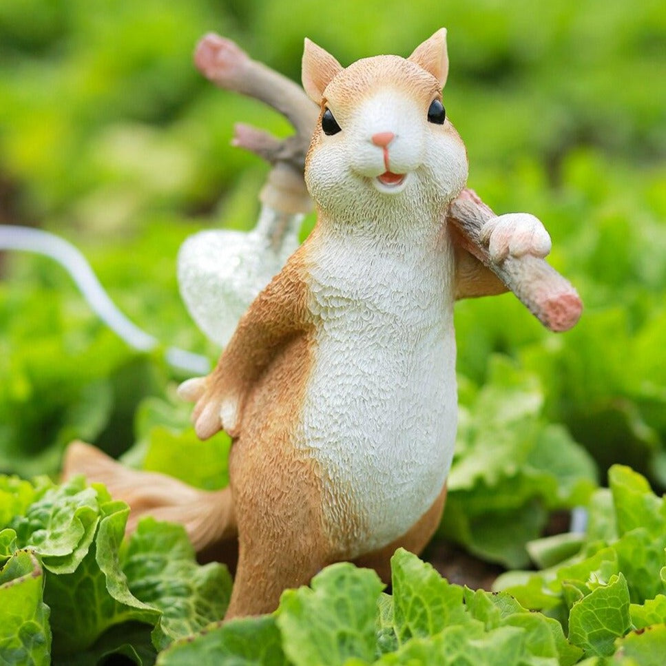 Lampe de Table Écureuil – Lampe Décorative LED avec Base en Résine et Verre