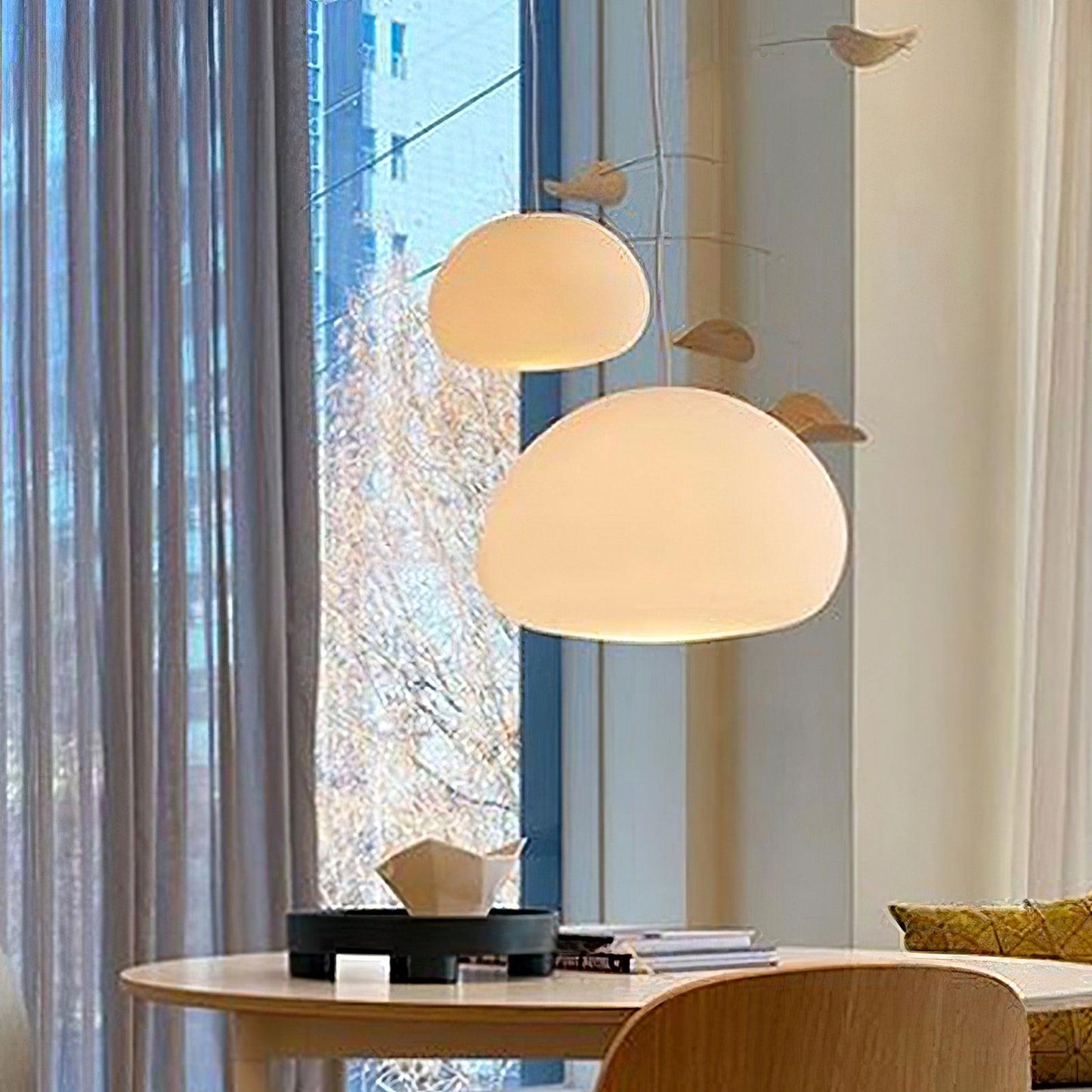 Suspension Steamed Bun - Éclairage Moderne en Verre pour Une Ambiance Chaleureuse
