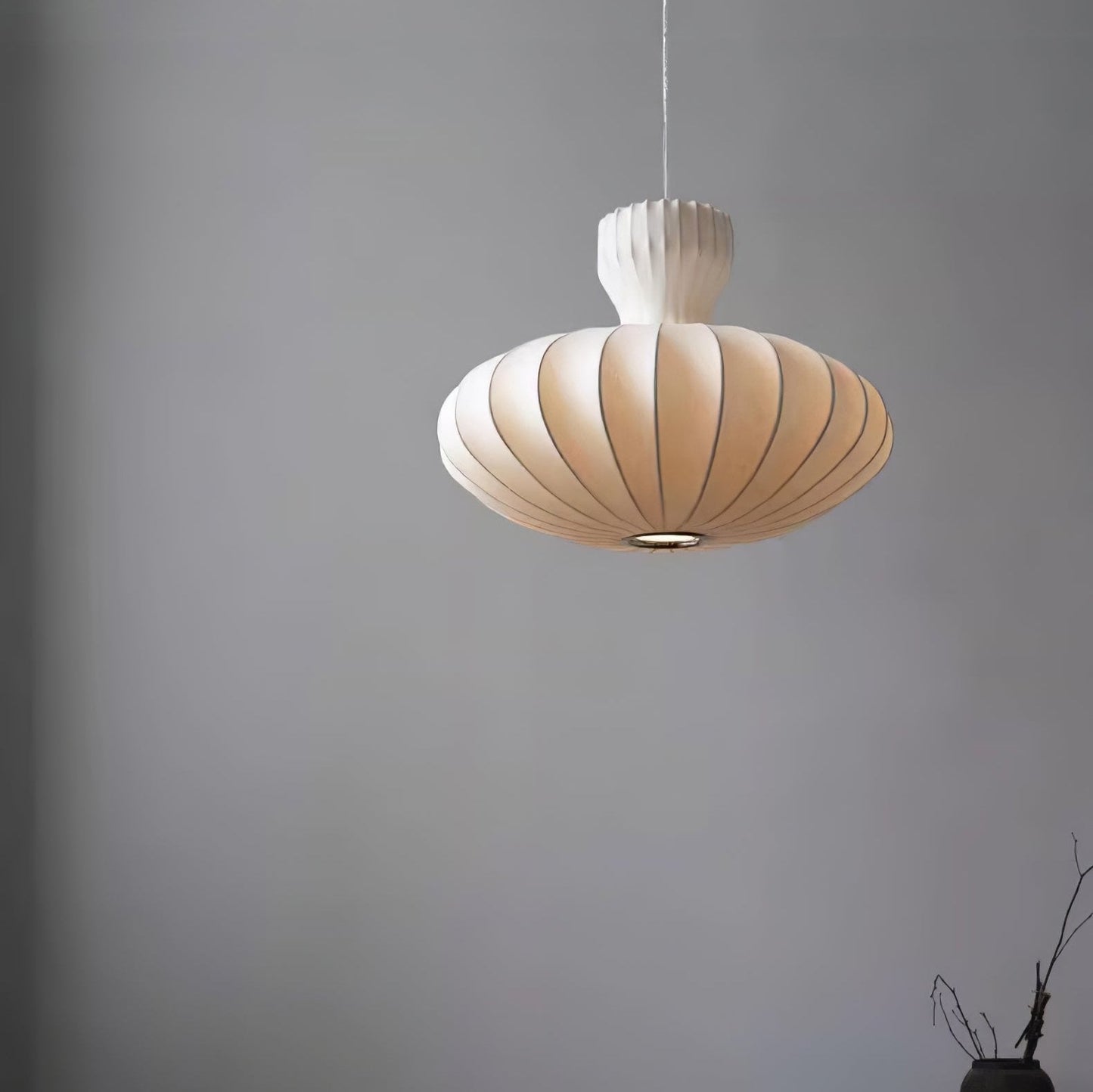 Suspension Bella Bloom - Lampe Vintage en Soie Naturelle et Métal