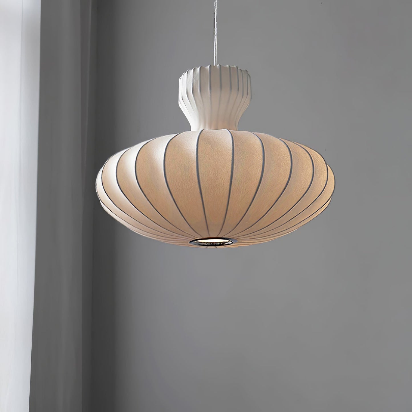 Suspension Bella Bloom - Lampe Vintage en Soie Naturelle et Métal