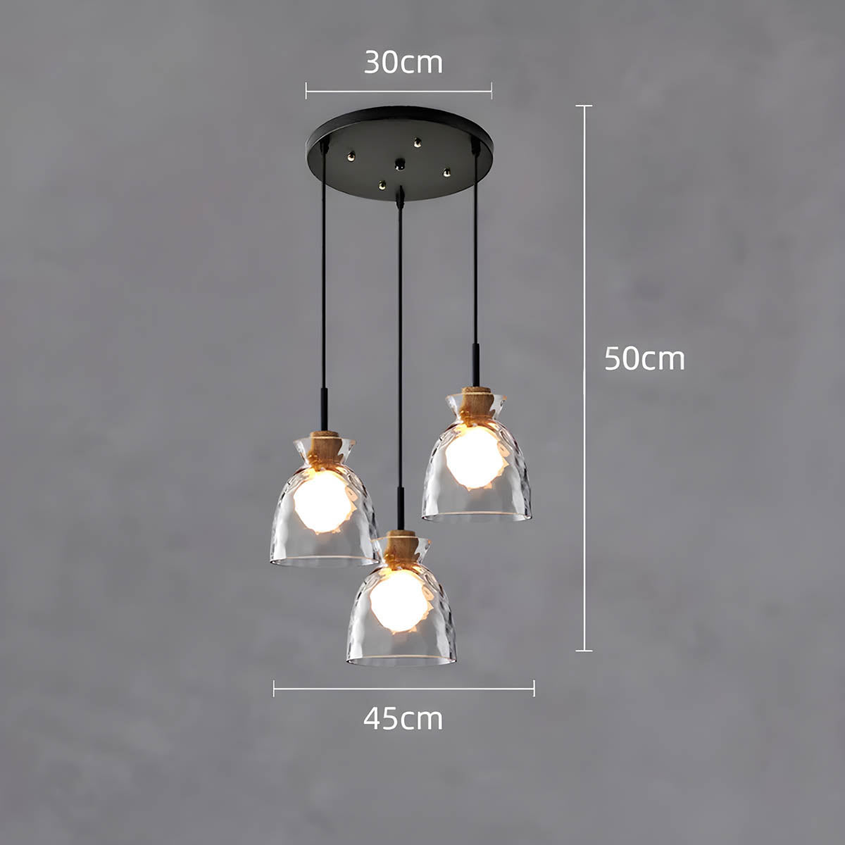 Suspension en Verre TOKYO – Lustre Minimaliste avec 1 ou 3 Têtes