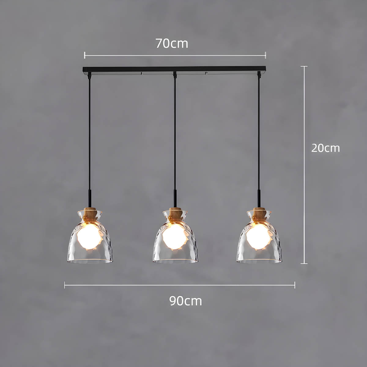 Suspension en Verre TOKYO – Lustre Minimaliste avec 1 ou 3 Têtes
