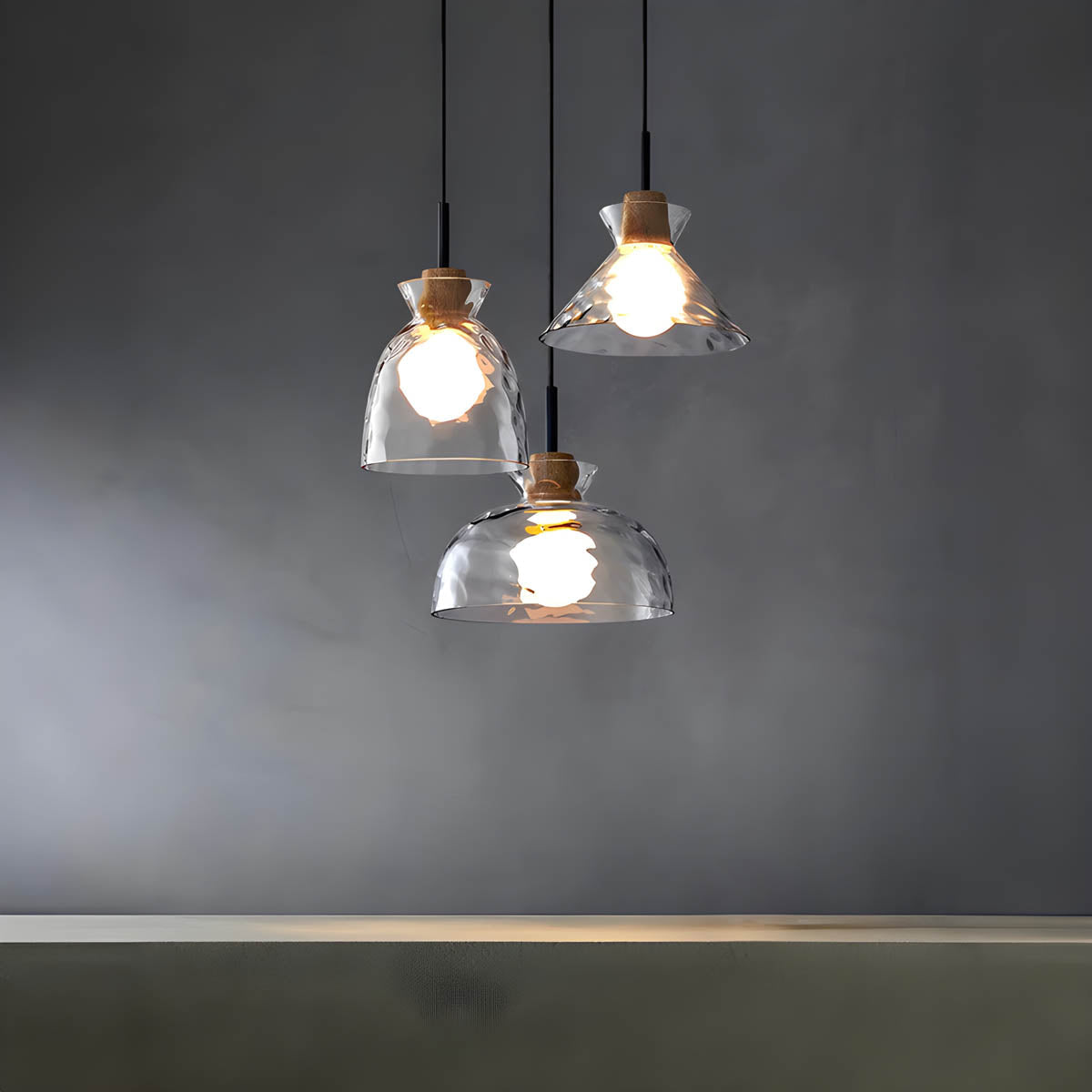 Suspension en Verre TOKYO – Lustre Minimaliste avec 1 ou 3 Têtes
