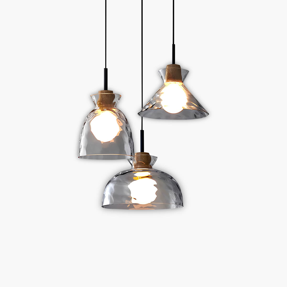 Suspension en Verre TOKYO – Lustre Minimaliste avec 1 ou 3 Têtes