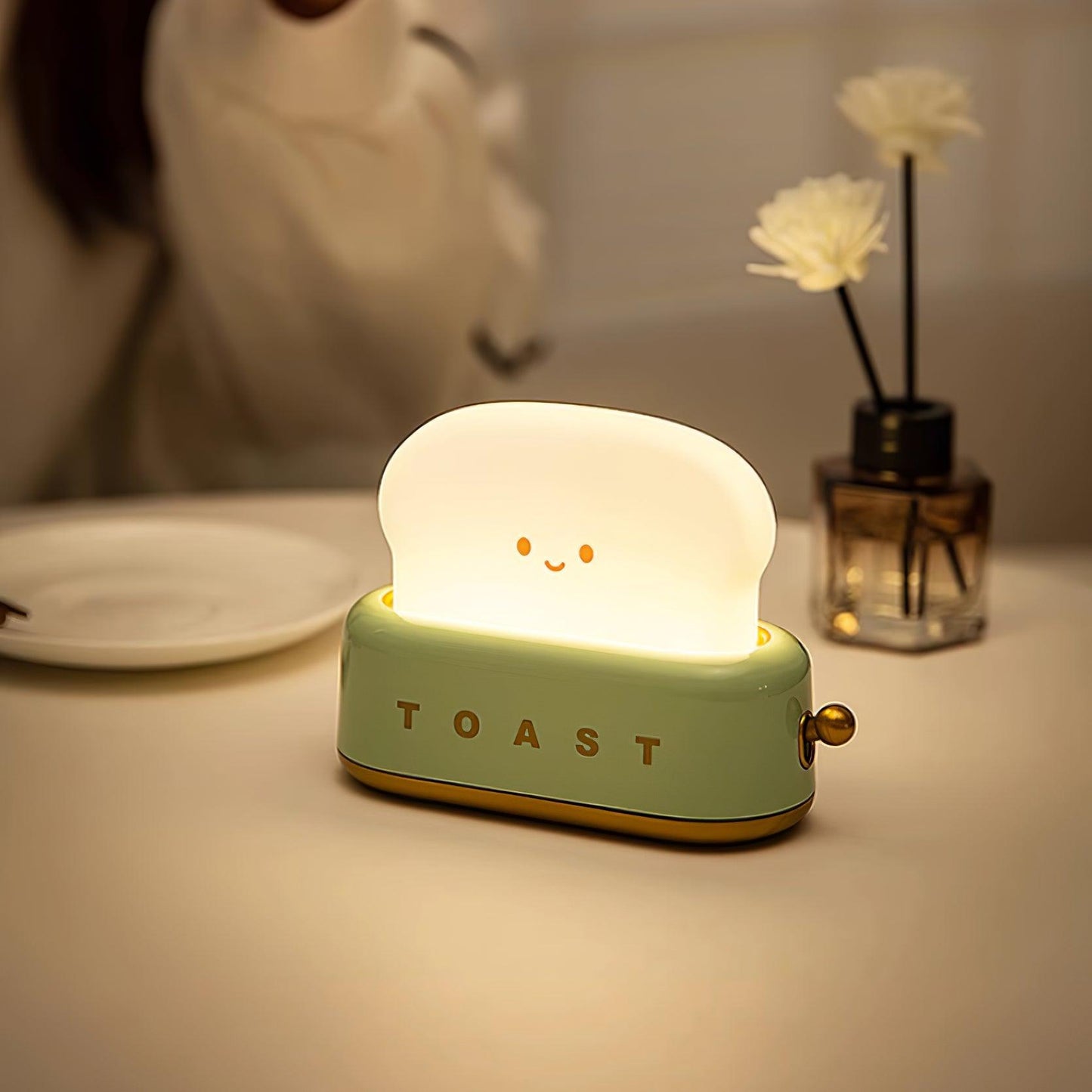 Lampe de Nuit Toaster – Luminaire Décoratif et Portable avec Batterie Rechargeable
