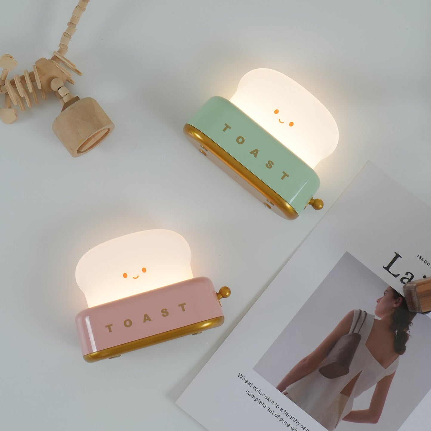 Lampe de Nuit Toaster – Luminaire Décoratif et Portable avec Batterie Rechargeable