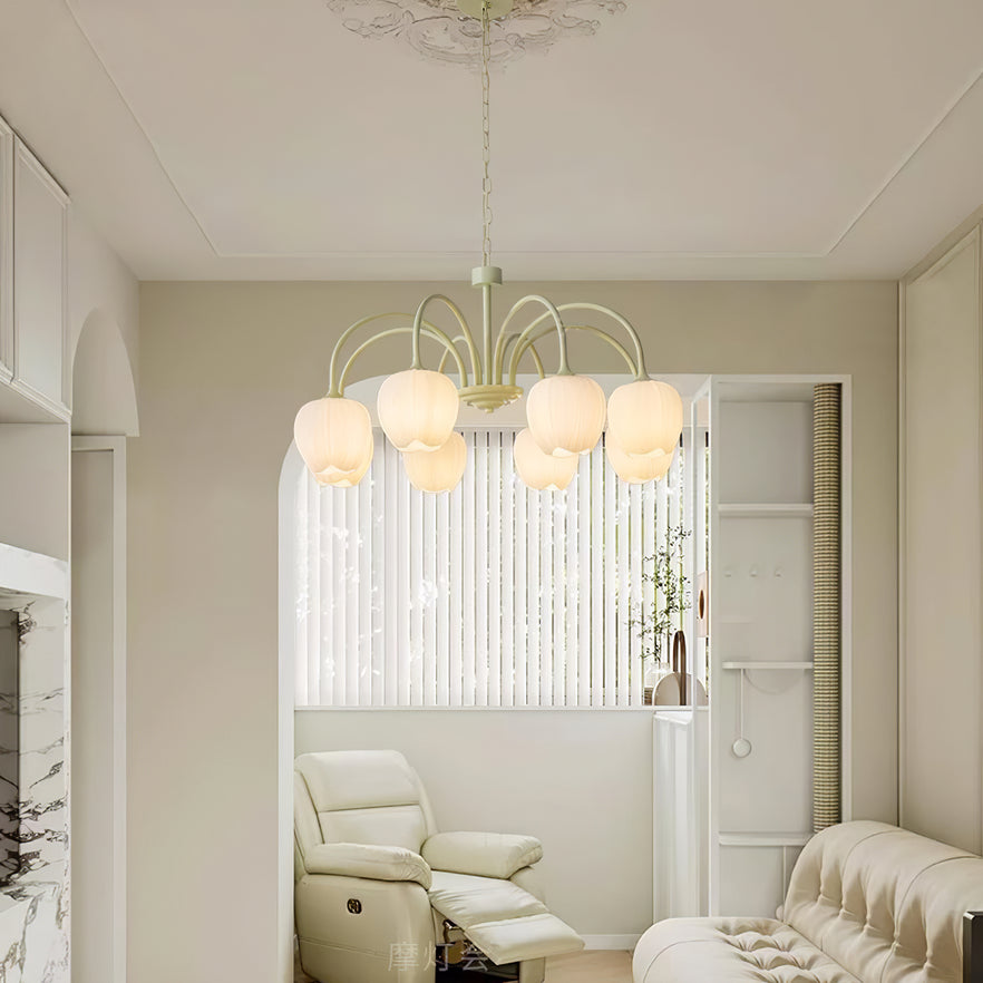 Chandelier Tulip Matcha – Design Élégant Inspiré des Fleurs de Tulipe et de la Couleur Matcha