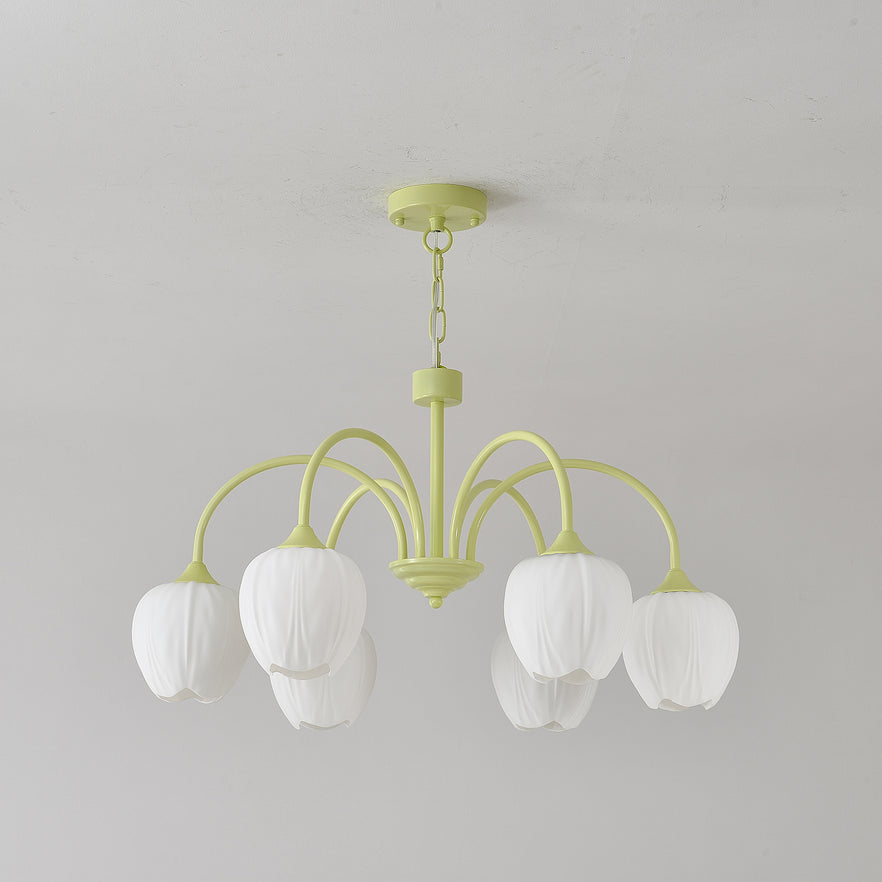 Chandelier Tulip Matcha – Design Élégant Inspiré des Fleurs de Tulipe et de la Couleur Matcha