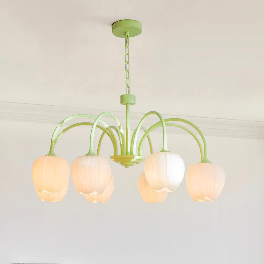Chandelier Tulip Matcha – Design Élégant Inspiré des Fleurs de Tulipe et de la Couleur Matcha