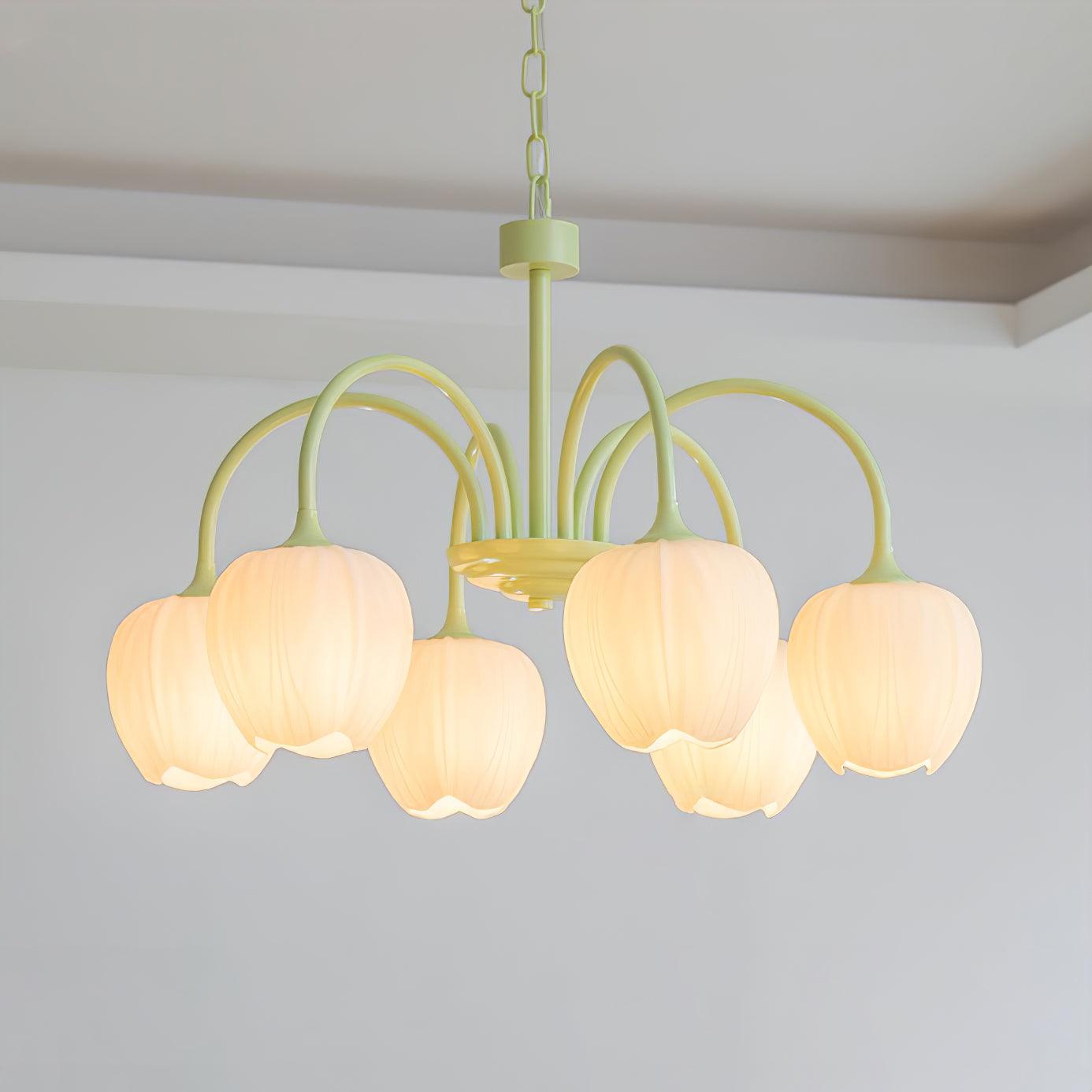 Chandelier Tulip Matcha – Design Élégant Inspiré des Fleurs de Tulipe et de la Couleur Matcha