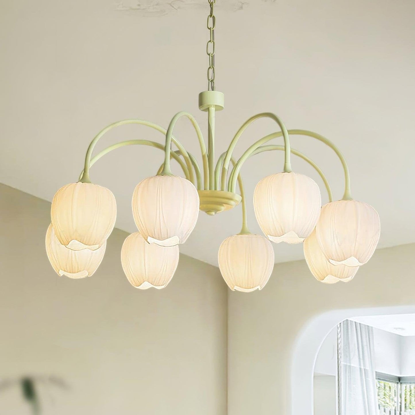 Chandelier Tulip Matcha – Design Élégant Inspiré des Fleurs de Tulipe et de la Couleur Matcha