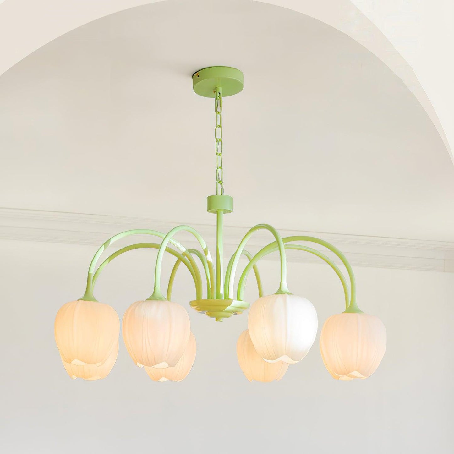 Chandelier Tulip Matcha – Design Élégant Inspiré des Fleurs de Tulipe et de la Couleur Matcha