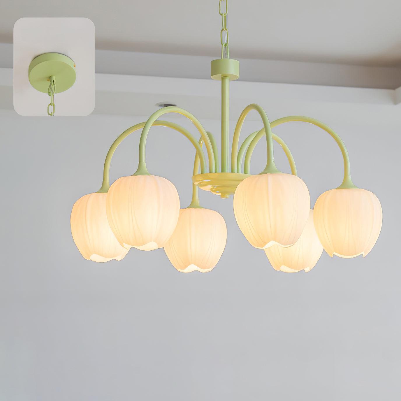 Chandelier Tulip Matcha – Design Élégant Inspiré des Fleurs de Tulipe et de la Couleur Matcha