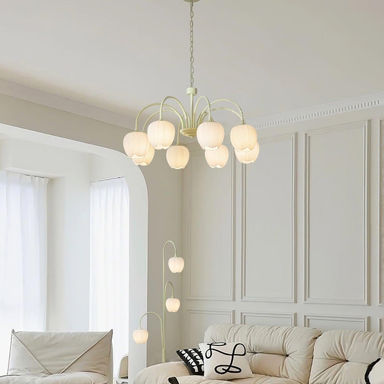 Chandelier Tulip Matcha – Design Élégant Inspiré des Fleurs de Tulipe et de la Couleur Matcha