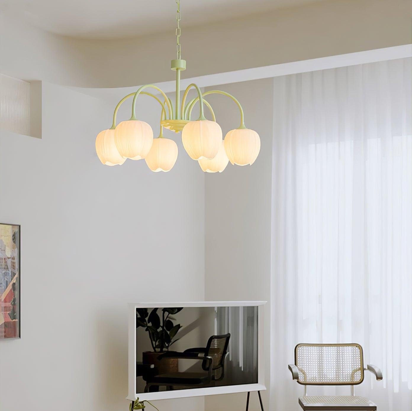 Chandelier Tulip Matcha – Design Élégant Inspiré des Fleurs de Tulipe et de la Couleur Matcha