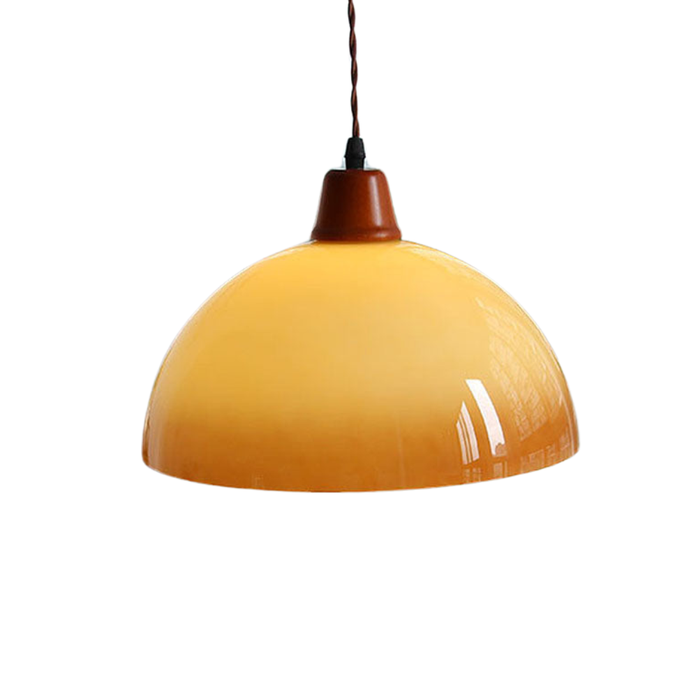 Lampe Pendante Ferme en Verre Ambre - Design Vintage Rustique