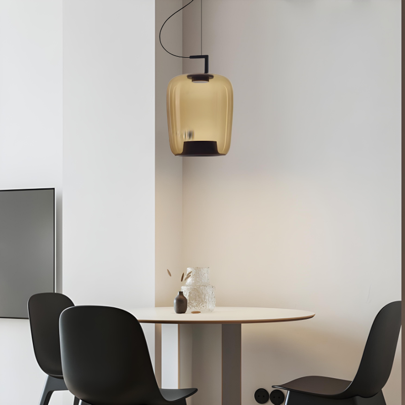 Suspension Design Moderne LED – Luminaire en Verre et Aluminium pour Cuisine et Salle à Manger