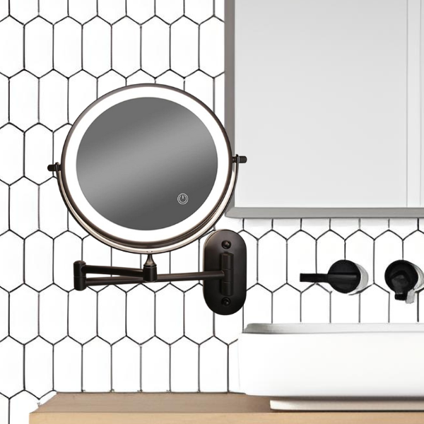 Miroir de Maquillage LED Rechargeable - Agrandisseur avec Éclairage Tactile