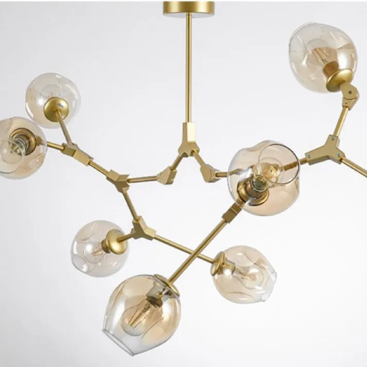 Suspension Sputnik Bifurkation - Lustre Moderne en Verre Soufflé et Métal
