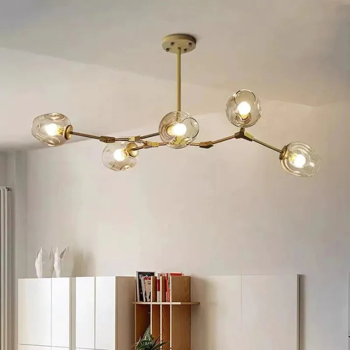 Suspension Sputnik Bifurkation - Lustre Moderne en Verre Soufflé et Métal