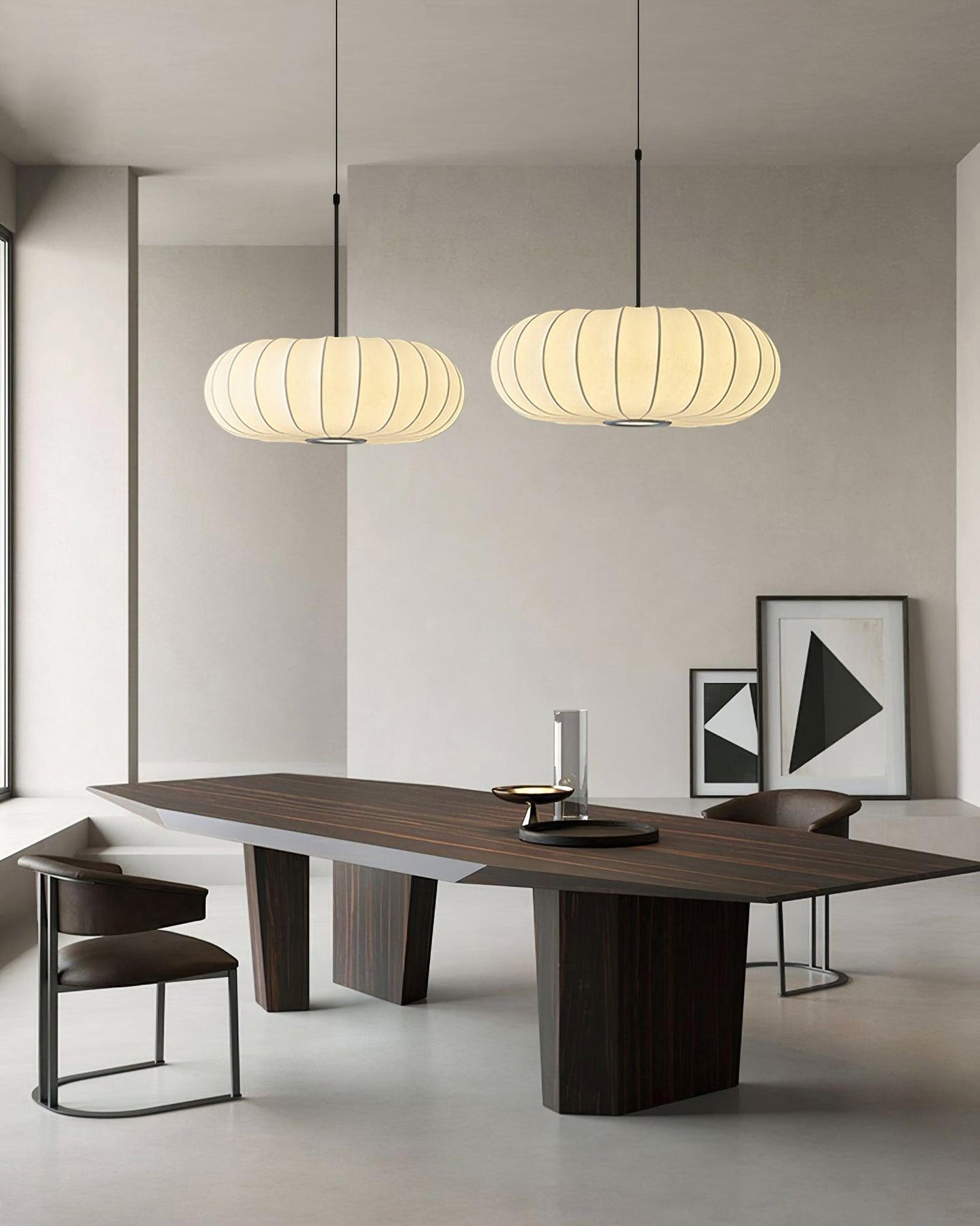 Suspension Verona - Luminaire Minimaliste en Métal et Soie, Design Wabi-Sabi