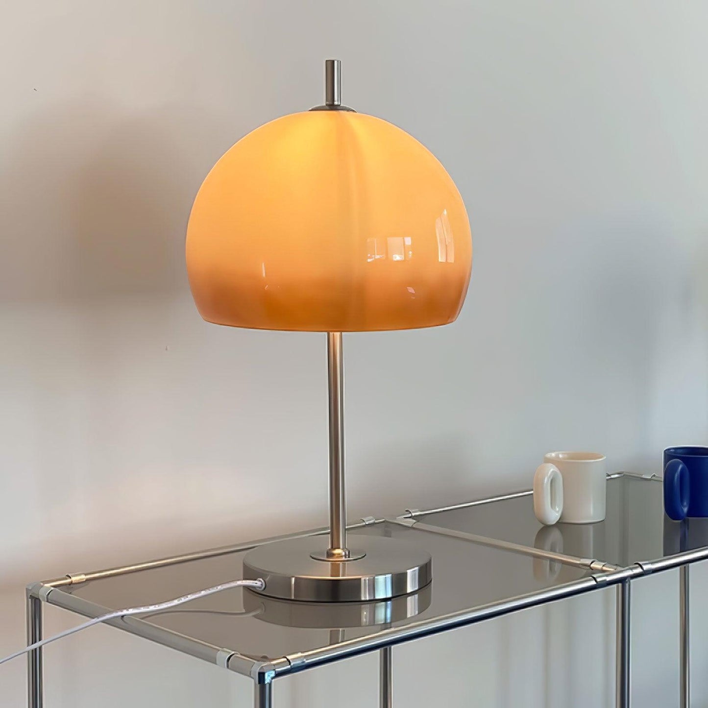 Lampe de Table Pilz Bauhaus – Design Moderne avec Abat-jour en Verre Amber