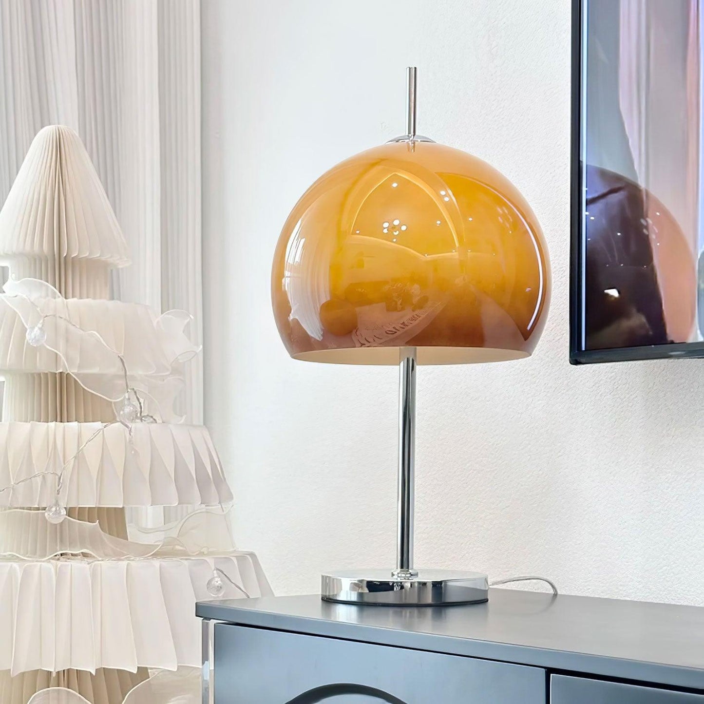 Lampe de Table Pilz Bauhaus – Design Moderne avec Abat-jour en Verre Amber