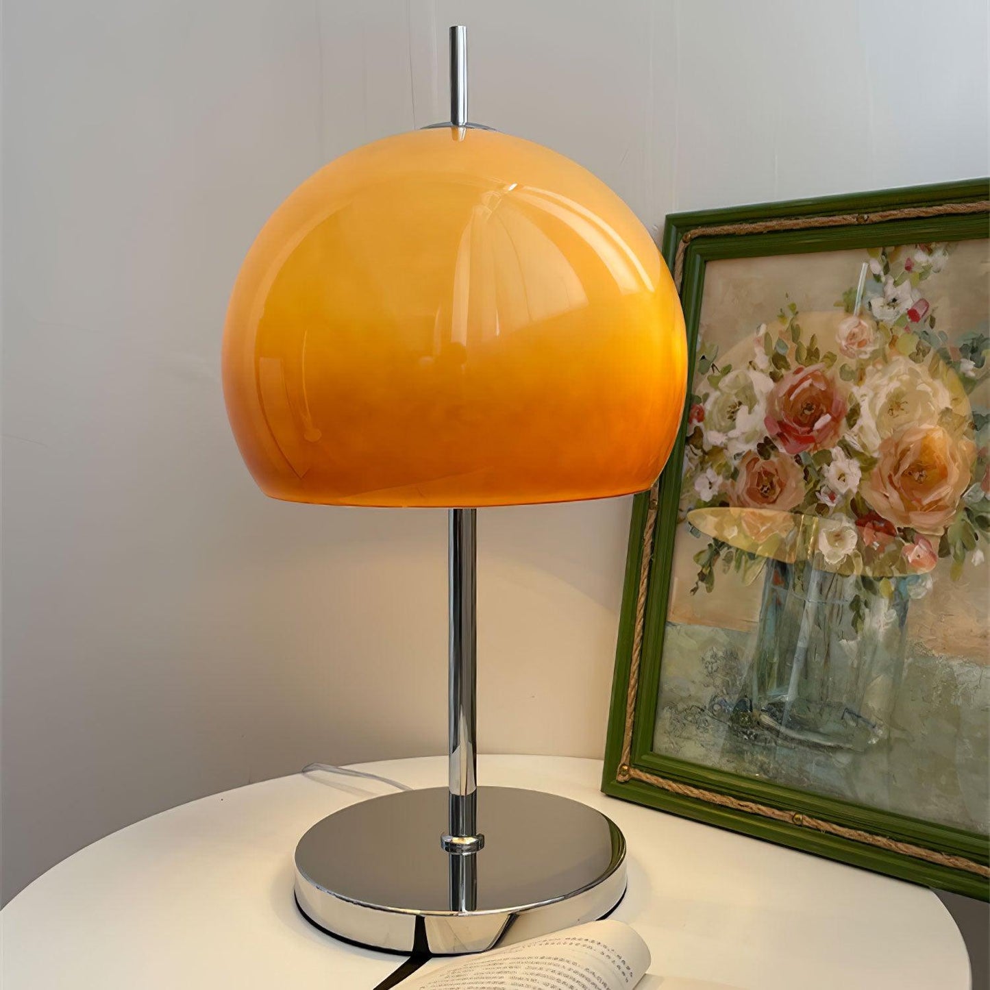 Lampe de Table Pilz Bauhaus – Design Moderne avec Abat-jour en Verre Amber