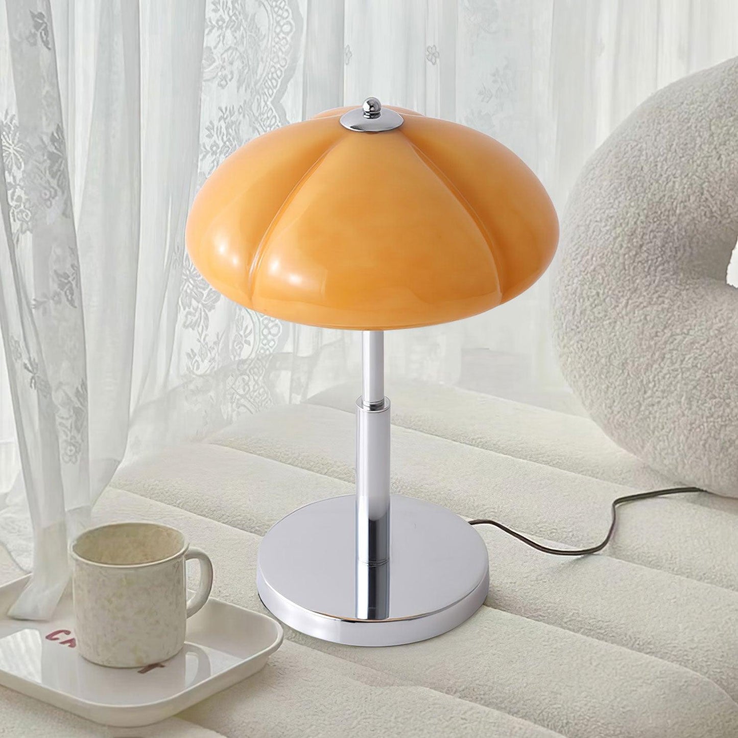 Lampe de Table Pilz Bauhaus – Design Moderne avec Abat-jour en Verre Amber