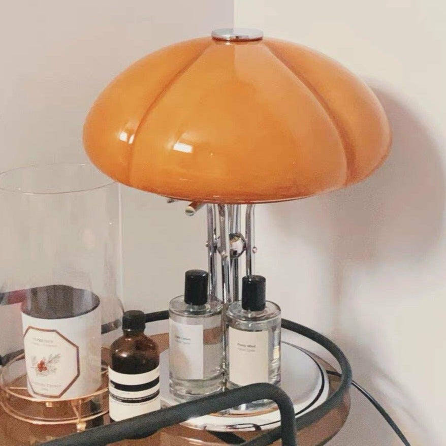 Lampe de Table Pilz Bauhaus – Design Moderne avec Abat-jour en Verre Amber