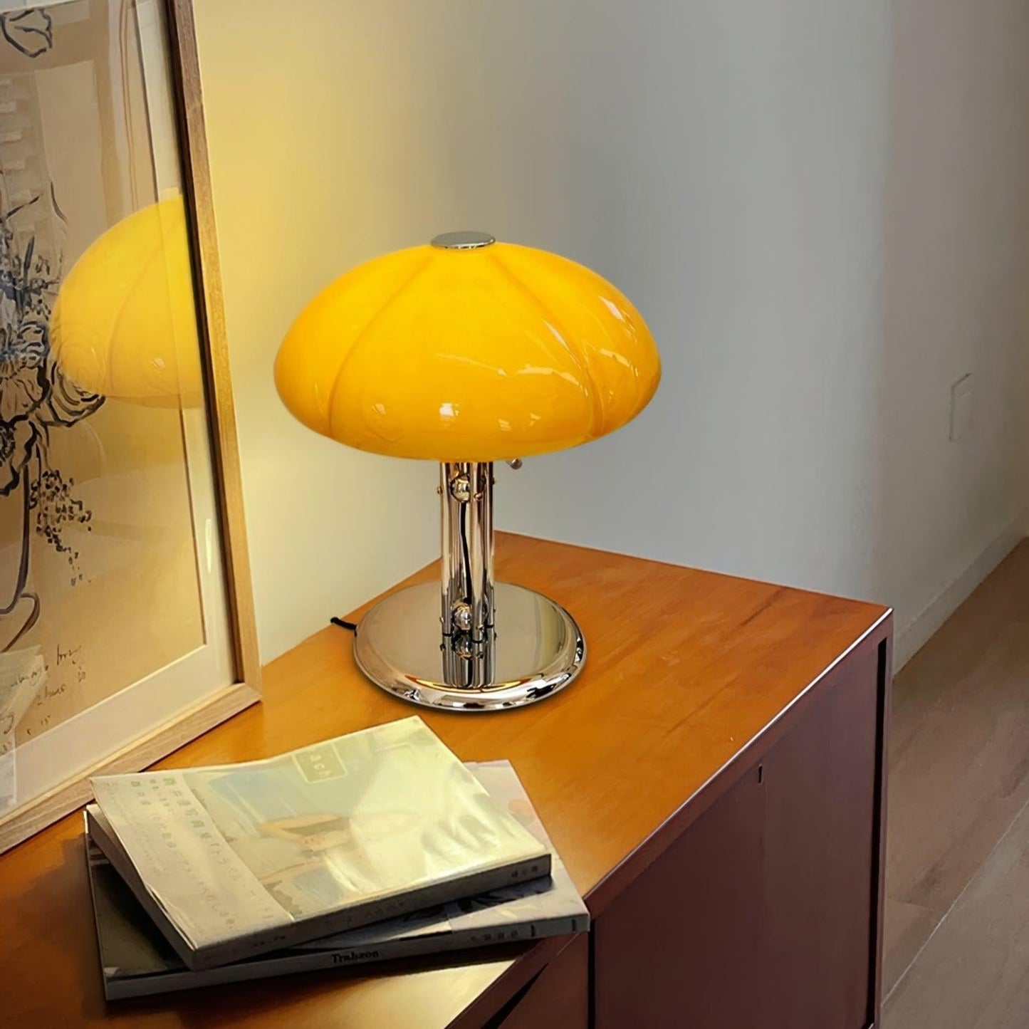 Lampe de Table Pilz Bauhaus – Design Moderne avec Abat-jour en Verre Amber