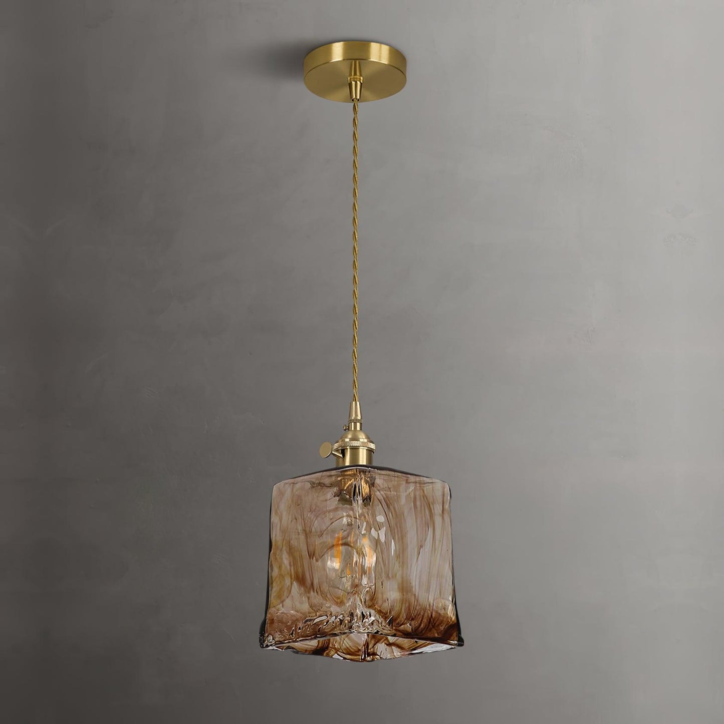 Suspended Vintage Brown Glass Pendant Light – Élégance Classique