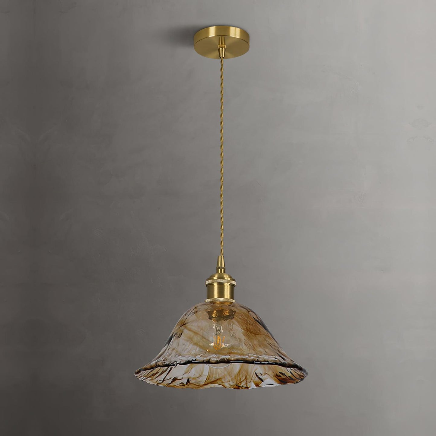 Suspended Vintage Brown Glass Pendant Light – Élégance Classique