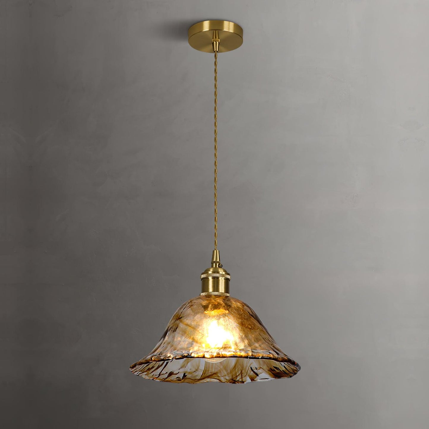 Suspended Vintage Brown Glass Pendant Light – Élégance Classique