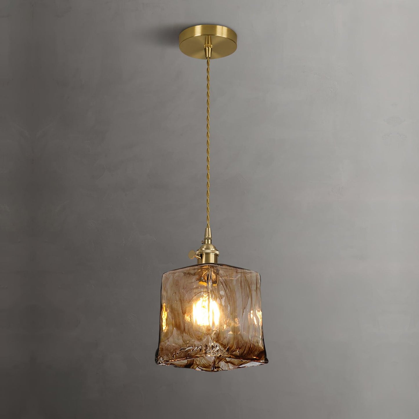 Suspended Vintage Brown Glass Pendant Light – Élégance Classique