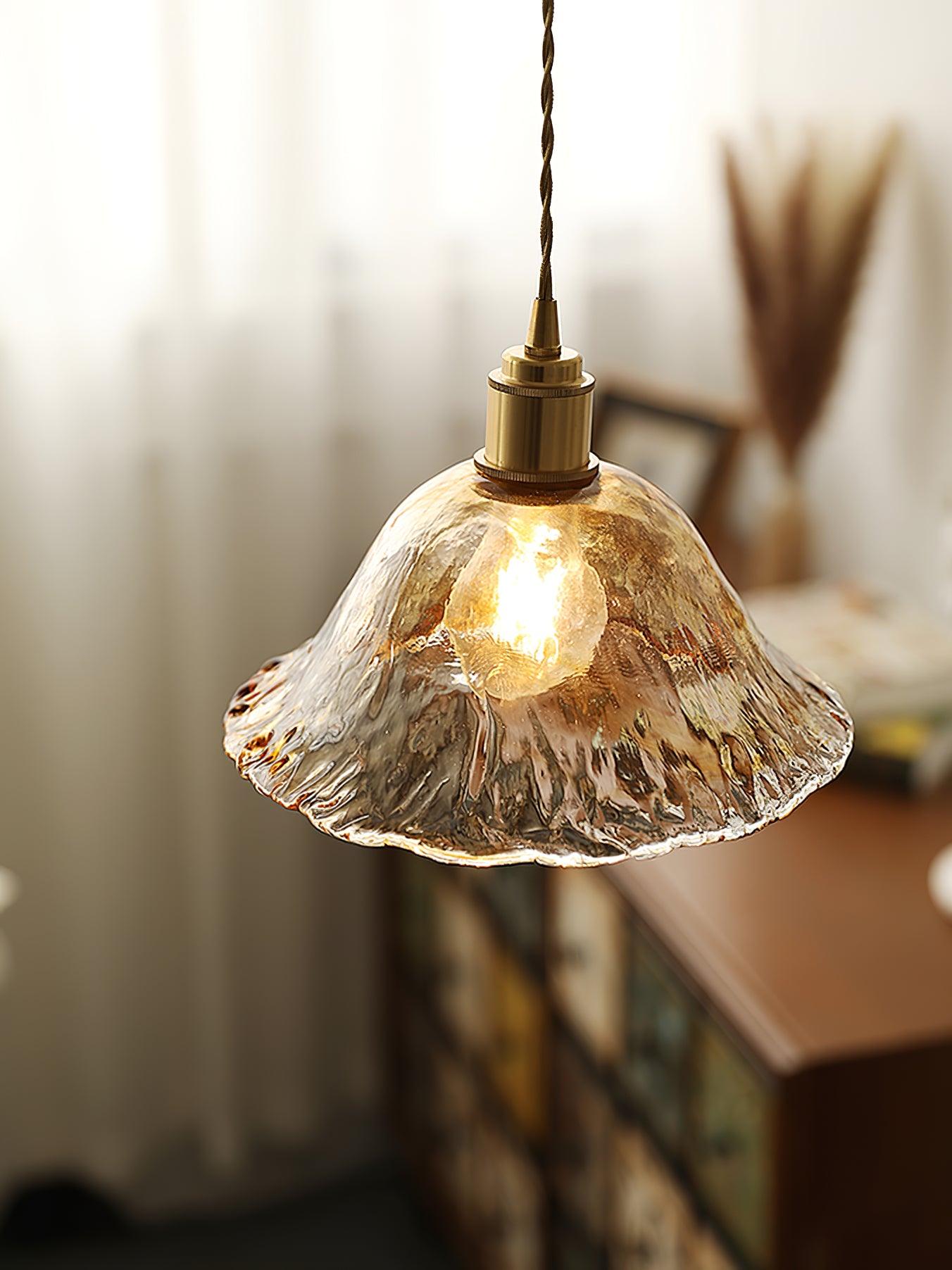 Suspended Vintage Brown Glass Pendant Light – Élégance Classique