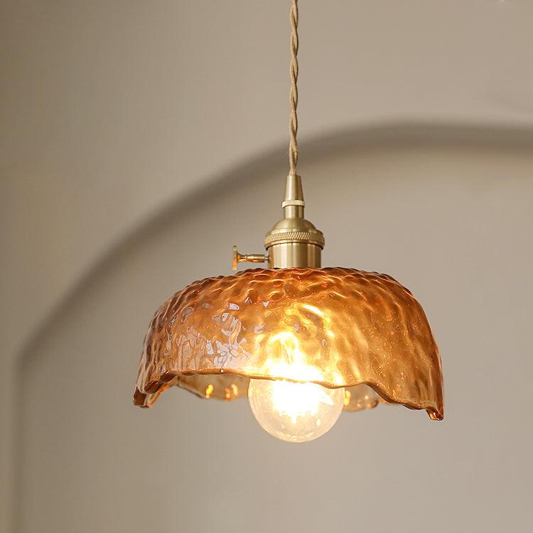 Suspended Vintage Brown Glass Pendant Light – Élégance Classique