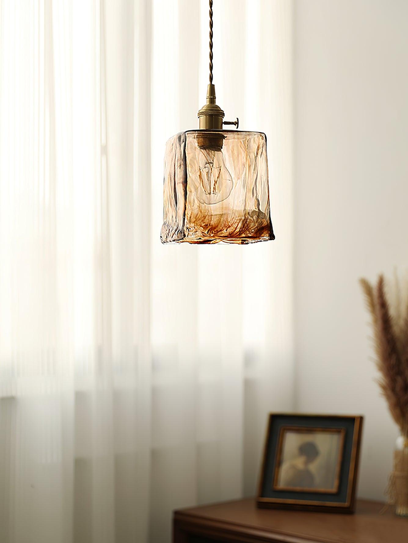 Suspended Vintage Brown Glass Pendant Light – Élégance Classique