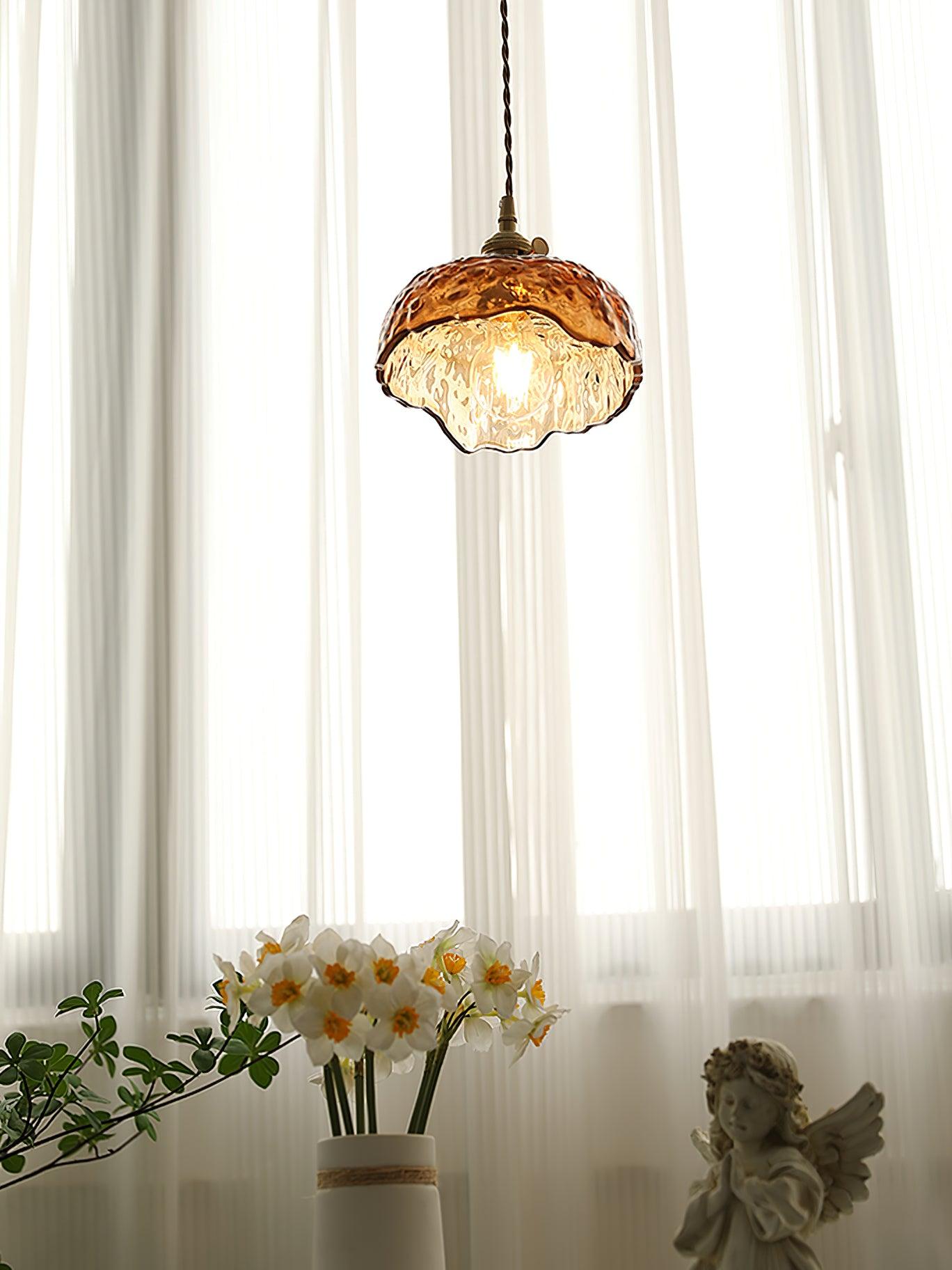 Suspended Vintage Brown Glass Pendant Light – Élégance Classique