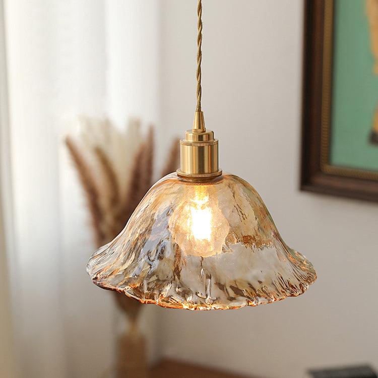 Suspended Vintage Brown Glass Pendant Light – Élégance Classique