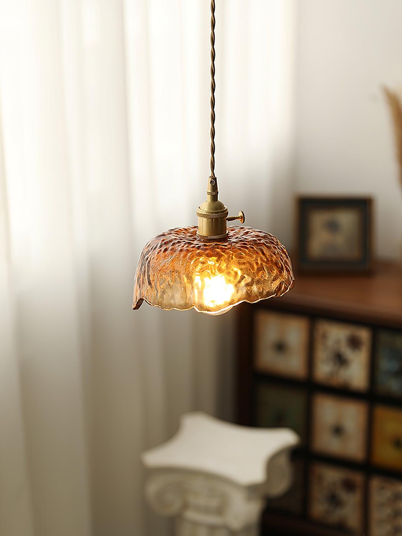 Suspended Vintage Brown Glass Pendant Light – Élégance Classique