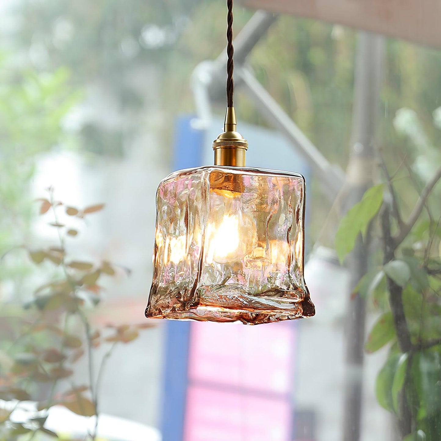 Suspended Vintage Brown Glass Pendant Light – Élégance Classique
