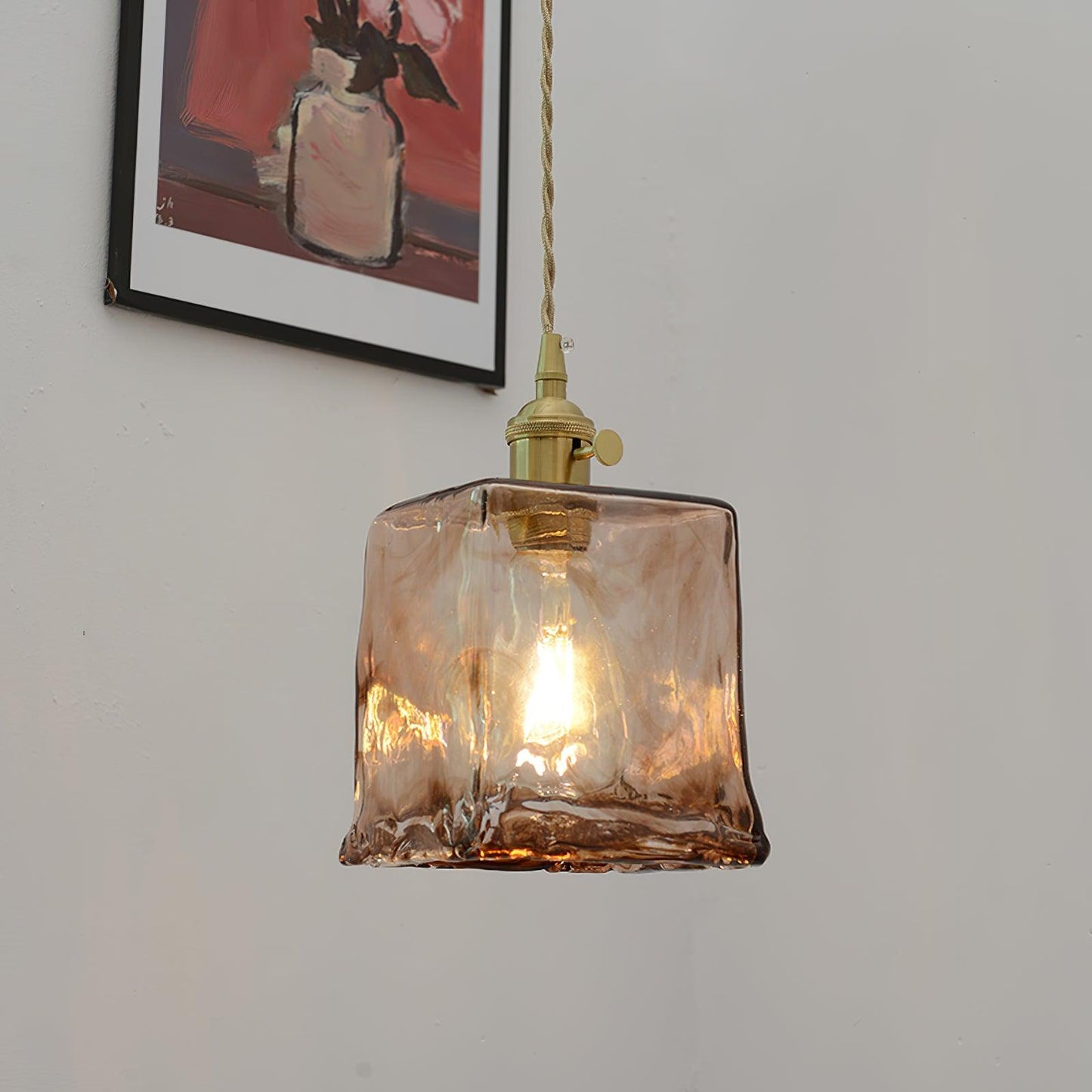 Suspended Vintage Brown Glass Pendant Light – Élégance Classique