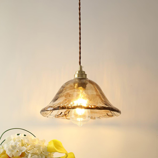 Suspended Vintage Brown Glass Pendant Light – Élégance Classique