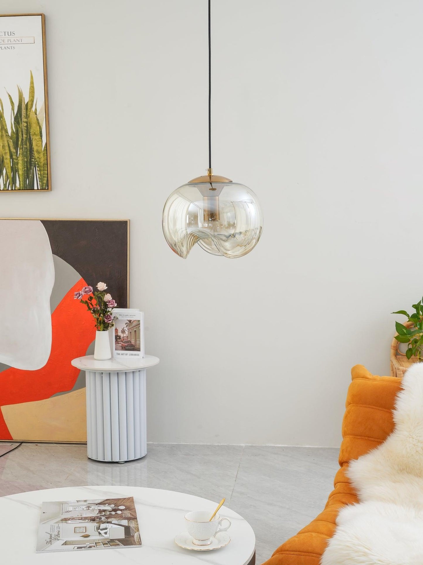 Suspension Moderne "Welle" Inspirée des Vagues avec Éclairage LED