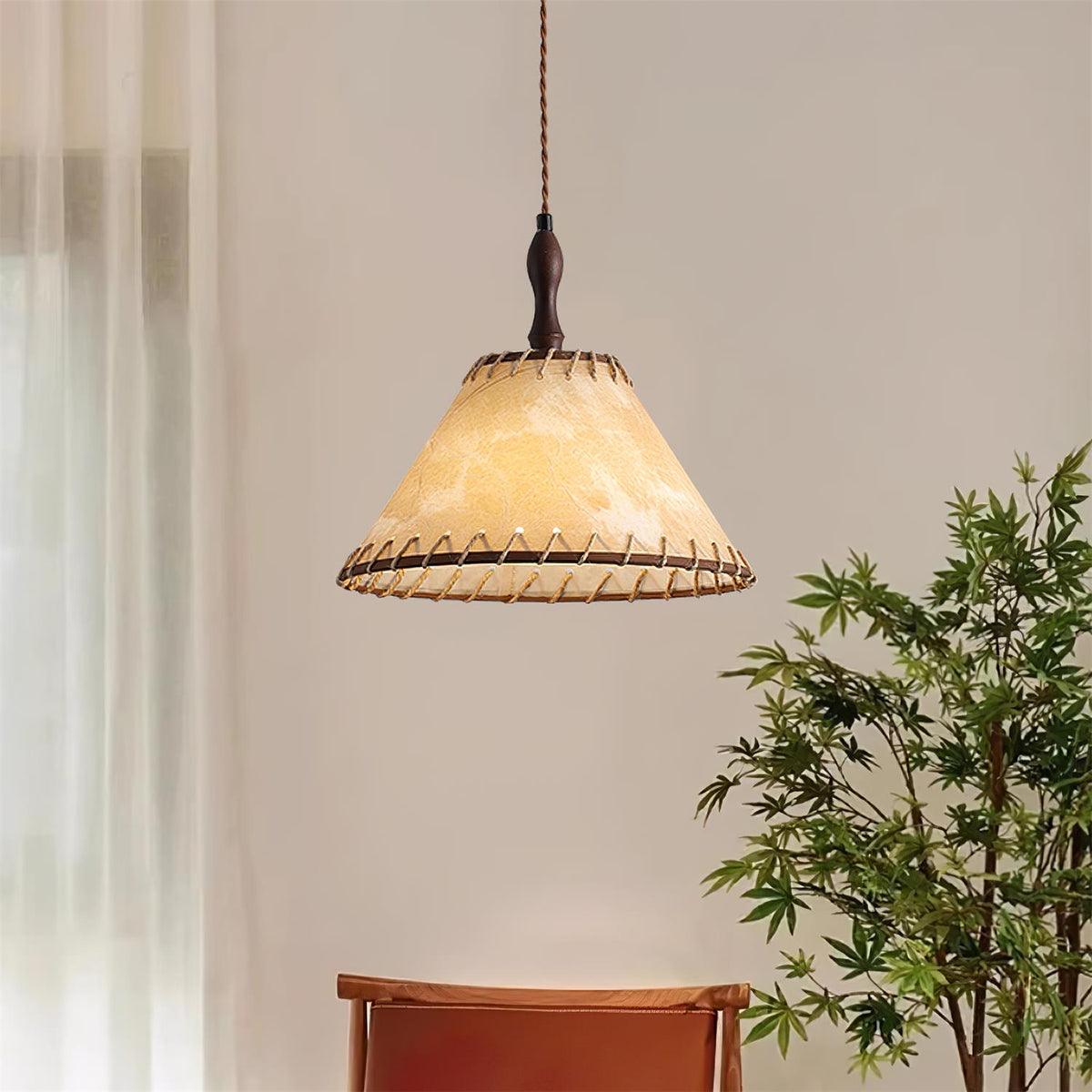 Suspension Bois et Tissu – Équilibre Naturel entre Élégance et Confort