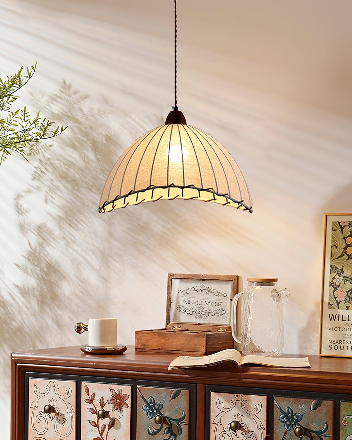 Suspension Bois et Tissu – Équilibre Naturel entre Élégance et Confort