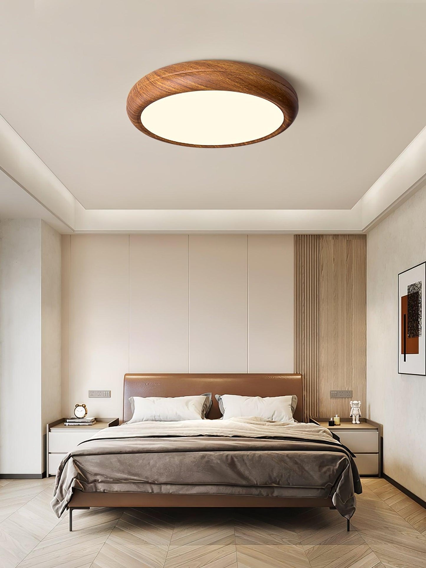 Plafonnier Rond en Bois et Acrylique – Élégance Moderne et Raffinée pour Votre Intérieur