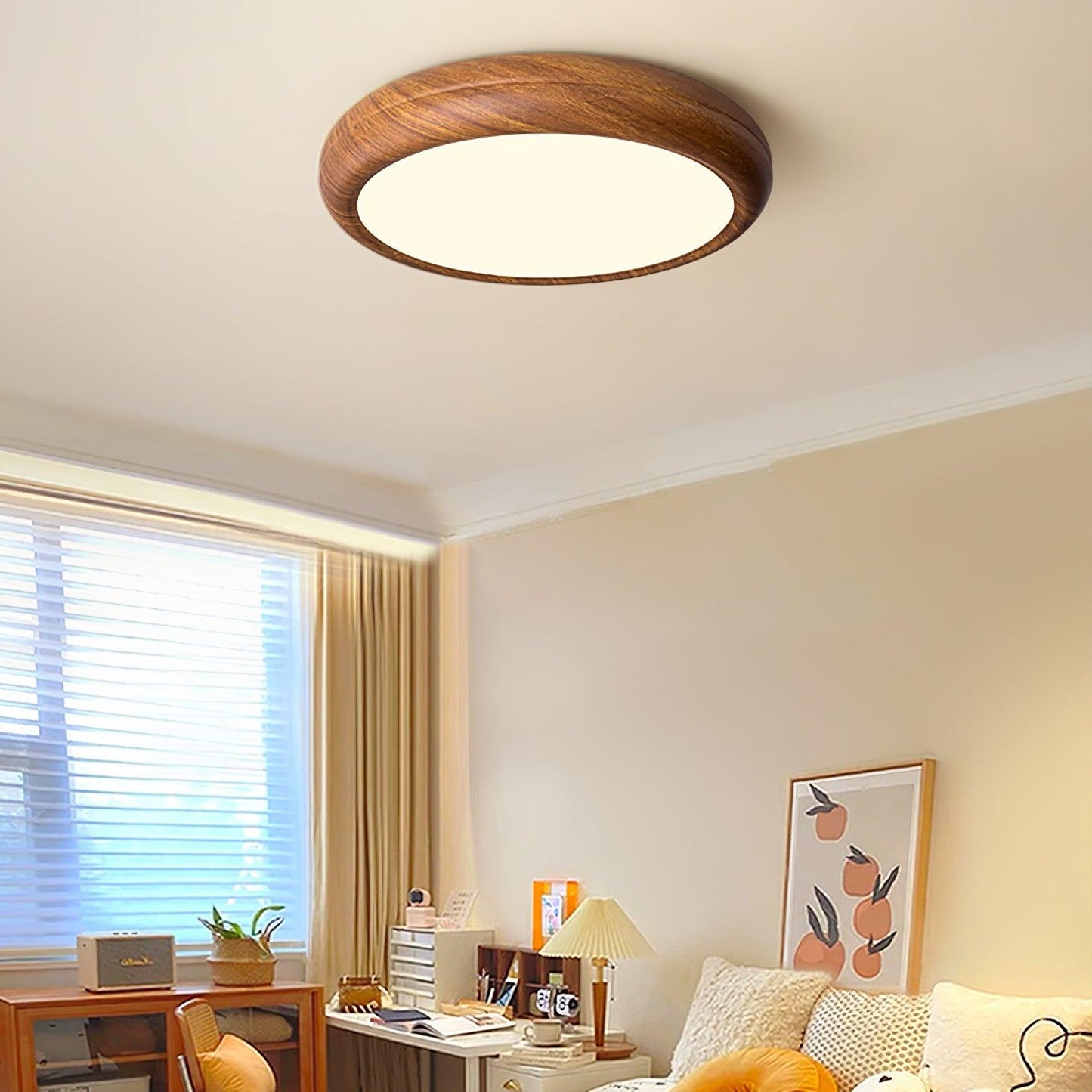 Plafonnier Rond en Bois et Acrylique – Élégance Moderne et Raffinée pour Votre Intérieur