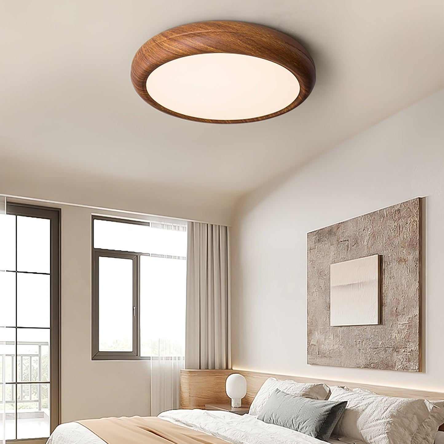 Plafonnier Rond en Bois et Acrylique – Élégance Moderne et Raffinée pour Votre Intérieur